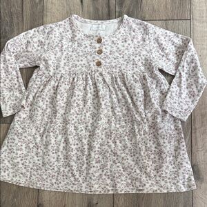 Floral Long Sleeve Dress with Wooden Buttons